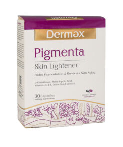 کپسول روشن‌کننده پوست درمکس مدل Pigmenta بسته 30 عددی با ترکیبات آنتی‌اکسیدان قوی، کاهش چین و چروک، رفع لکه‌های تیره و محافظت در برابر آسیب اکسیداتیو سلولی