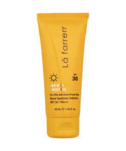 کرم ضدآفتاب و ضدلک بی‌رنگ لافارر مدل SPF30، مناسب پوست‌های چرب، حجم 40 میلی‌لیتر