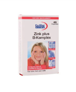 کپسول Zinc Plus B Complex یوروویتال 40 عددی تقویت مو، ناخن و پوست با جذب بالا و بدون عوارض گوارشی
