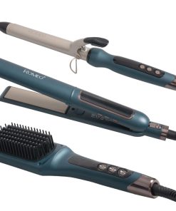 اتو مو حرفه ای رومئو مدل RM-5550 به همراه برس حرارتی و فر کننده مو مجموعه سه عددی