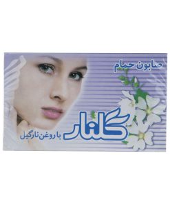 صابون حمام گلنار با روغن نارگیل و رنگ بنفش وزن 130 گرم بسته 6 عددی