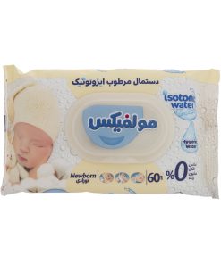 دستمال مرطوب کودک مولفیکس مدل isotonic water بسته 60 عددی